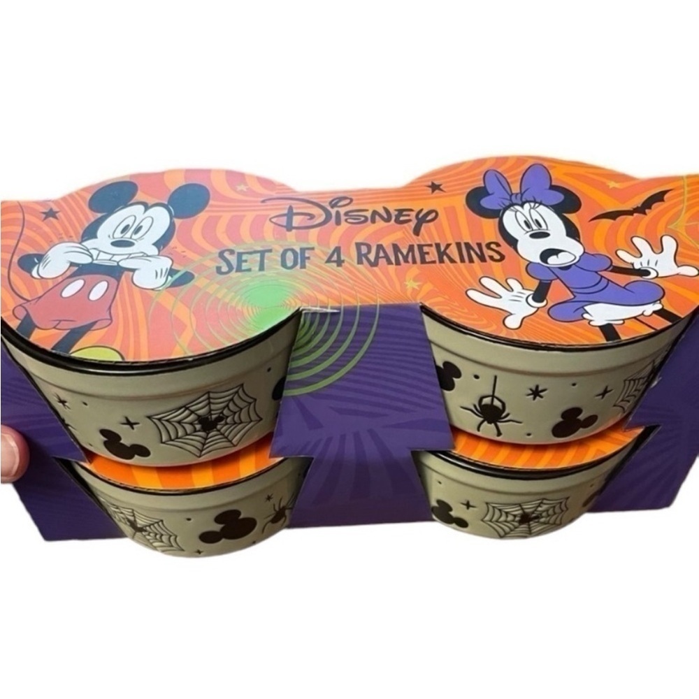 Disney Halloween Mickey Mouse Ramekin Set 4 NEW Baking Oven Microwave Safe